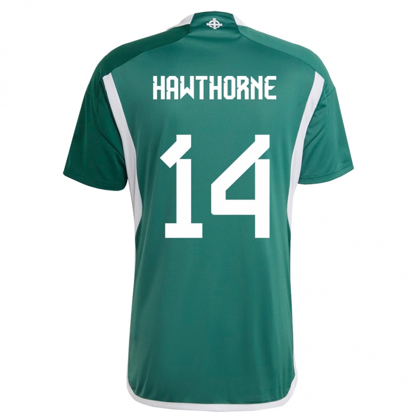 Kids Football Northern Ireland Keevan Hawthorne #14 Green Home Jersey 24-26 T-Shirt Nz