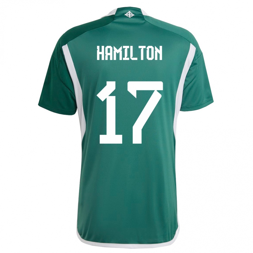 Kids Football Northern Ireland Caragh Hamilton #17 Green Home Jersey 24-26 T-Shirt Nz