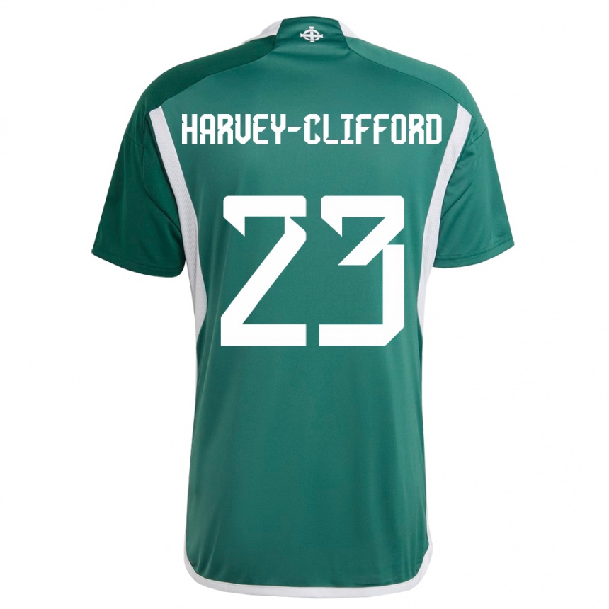 Kids Football Northern Ireland Maddy Harvey-Clifford #23 Green Home Jersey 24-26 T-Shirt Nz