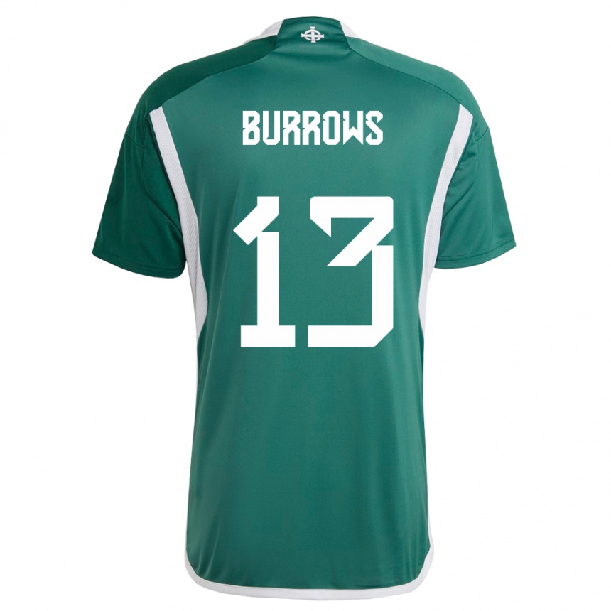 Kids Football Northern Ireland Kelsie Burrows #13 Green Home Jersey 24-26 T-Shirt Nz