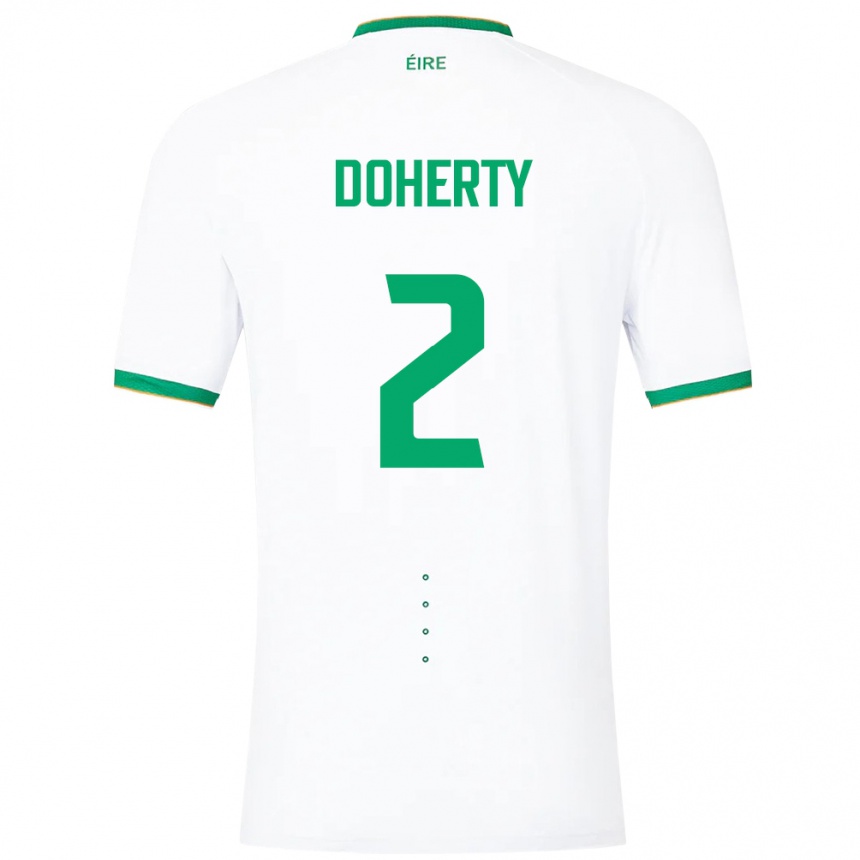 Kids Football Ireland Matt Doherty #2 White Away Jersey 24-26 T-Shirt Nz