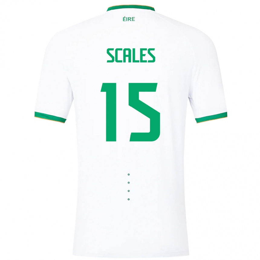 Kids Football Ireland Liam Scales #15 White Away Jersey 24-26 T-Shirt Nz