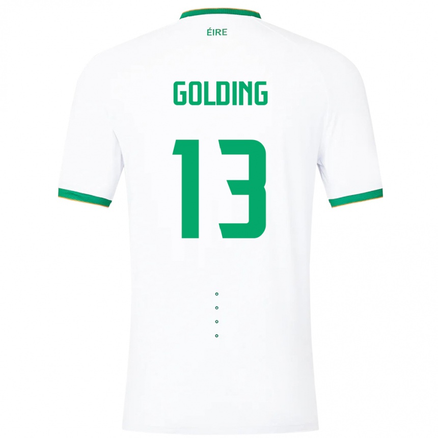 Kids Football Ireland James Golding #13 White Away Jersey 24-26 T-Shirt Nz