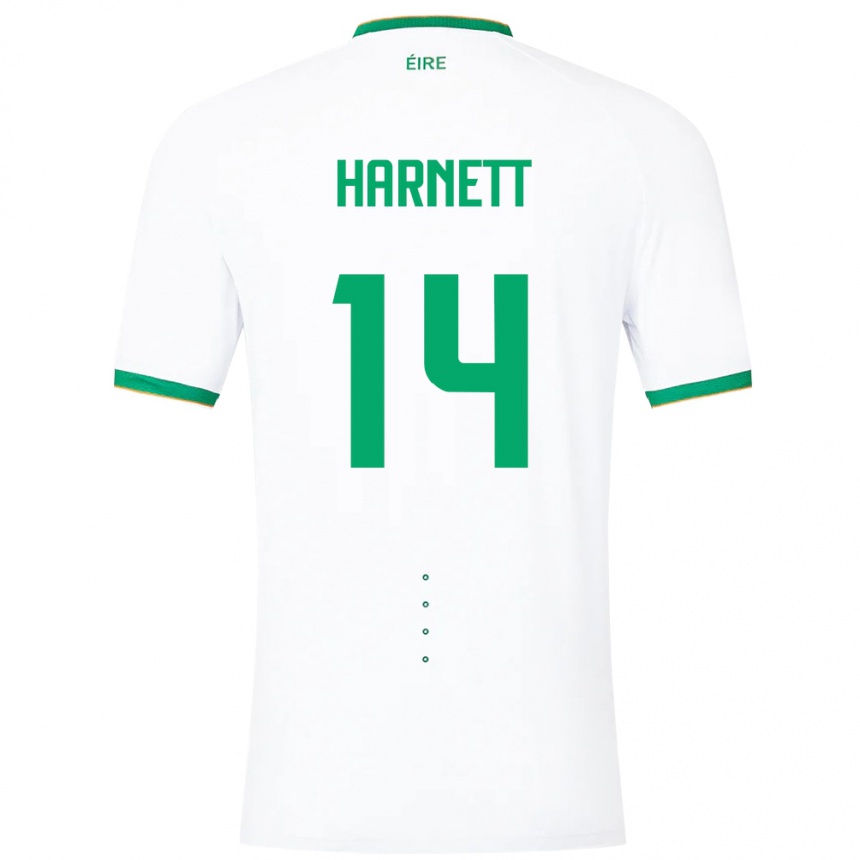 Kids Football Ireland Kaylem Harnett #14 White Away Jersey 24-26 T-Shirt Nz