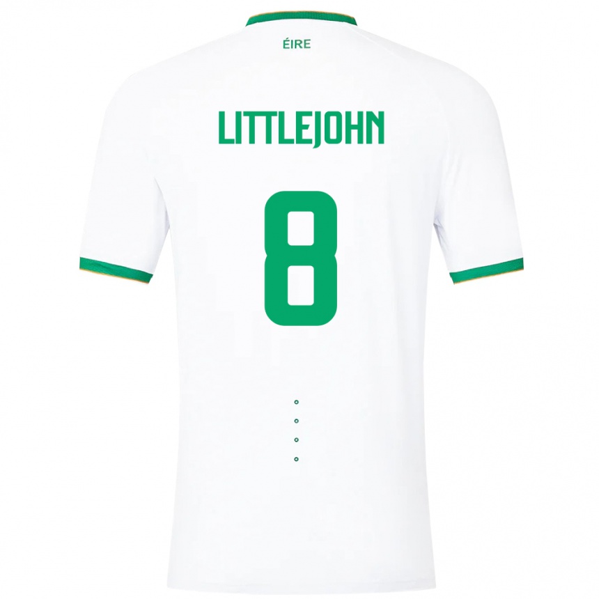 Kids Football Ireland Ruesha Littlejohn #8 White Away Jersey 24-26 T-Shirt Nz