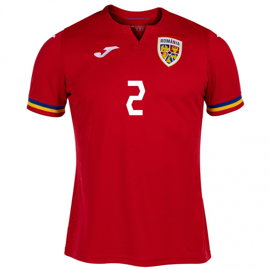 Kids Football Romania Sergiu Pîrvulescu #2 Red Away Jersey 24-26 T-Shirt Nz