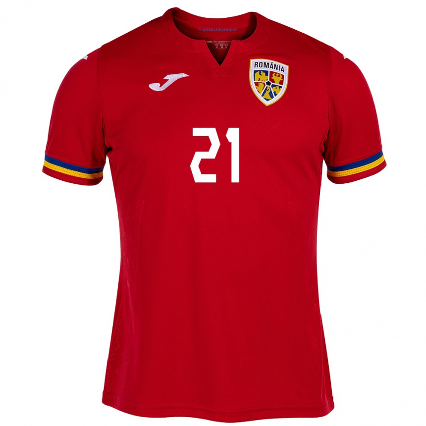 Kids Football Romania Cristian Mihai #21 Red Away Jersey 24-26 T-Shirt Nz