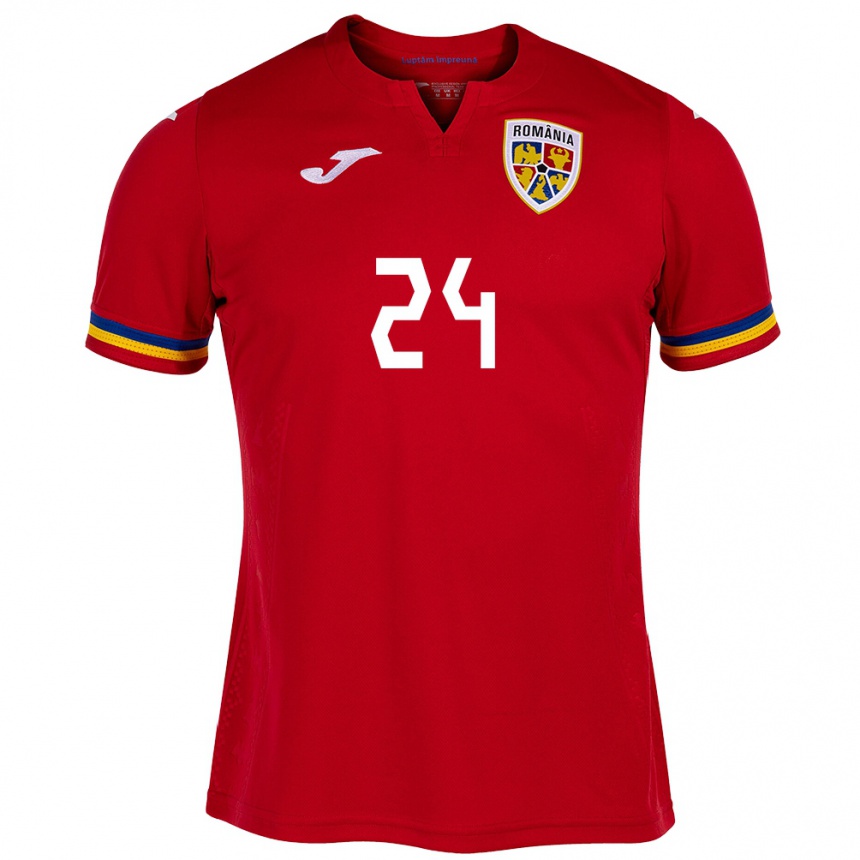 Kids Football Romania Botond Gergely #24 Red Away Jersey 24-26 T-Shirt Nz