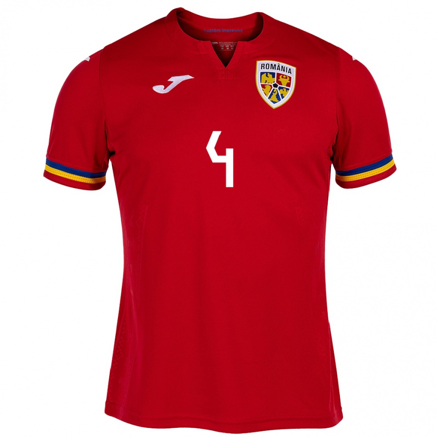 Kids Football Romania Ioana Bortan #4 Red Away Jersey 24-26 T-Shirt Nz