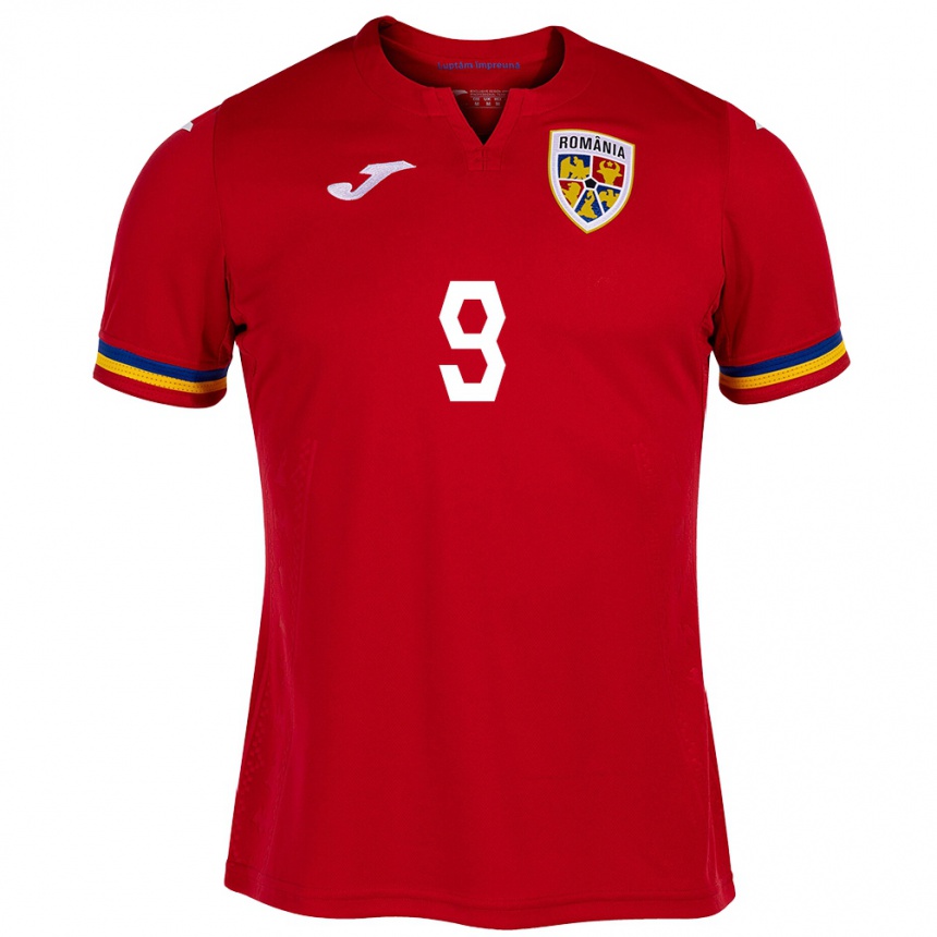 Kids Football Romania Louis Munteanu #9 Red Away Jersey 24-26 T-Shirt Nz