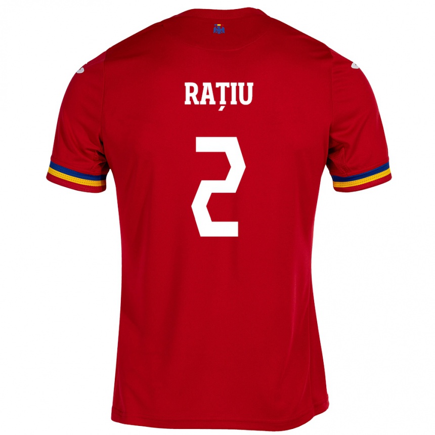 Kids Football Romania Andrei Rațiu #2 Red Away Jersey 24-26 T-Shirt Nz