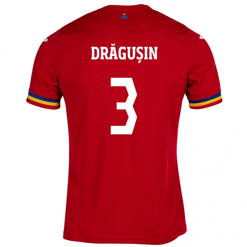 Kids Football Romania Radu Drăgușin #3 Red Away Jersey 24-26 T-Shirt Nz