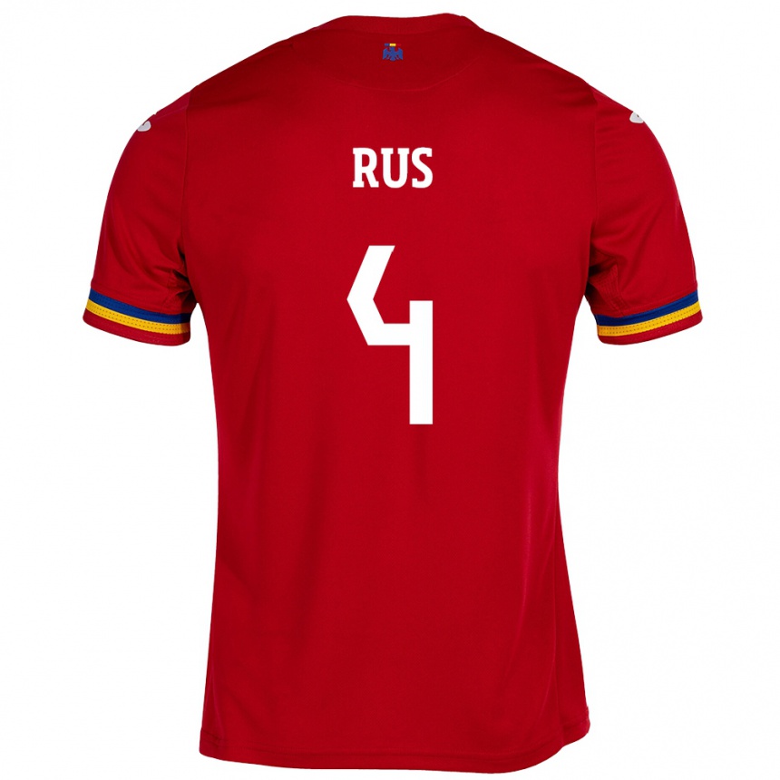 Kids Football Romania Adrian Rus #4 Red Away Jersey 24-26 T-Shirt Nz