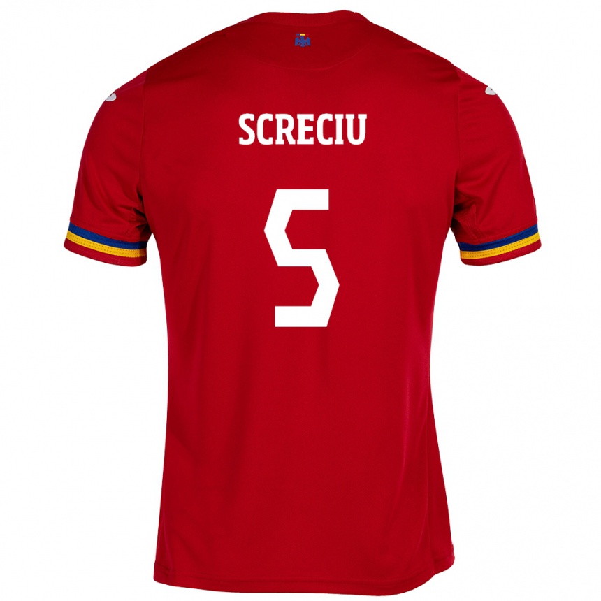 Kids Football Romania Vladimir Screciu #5 Red Away Jersey 24-26 T-Shirt Nz