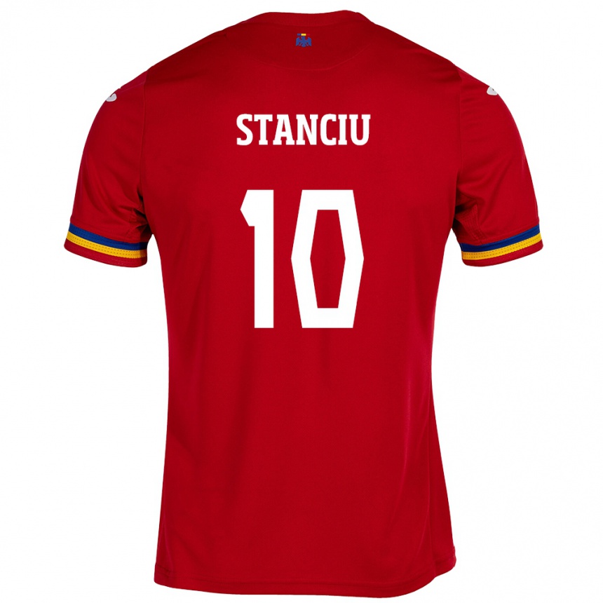 Kids Football Romania Nicolae Stanciu #10 Red Away Jersey 24-26 T-Shirt Nz