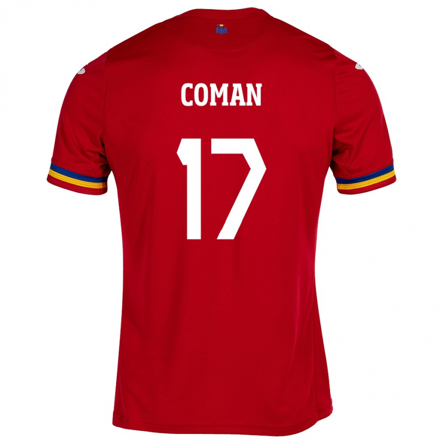 Kids Football Romania Florinel Coman #17 Red Away Jersey 24-26 T-Shirt Nz