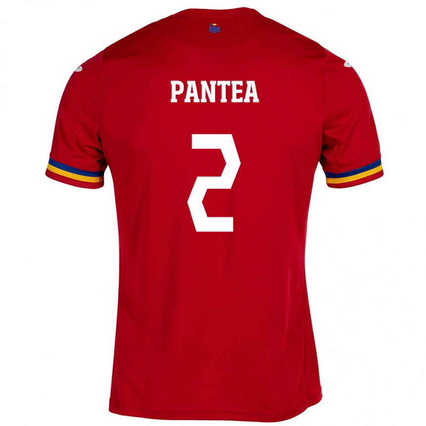 Kids Football Romania Alexandru Pantea #2 Red Away Jersey 24-26 T-Shirt Nz