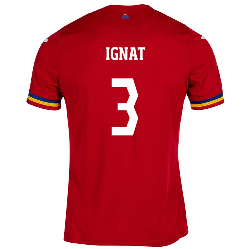 Kids Football Romania Cristian Ignat #3 Red Away Jersey 24-26 T-Shirt Nz