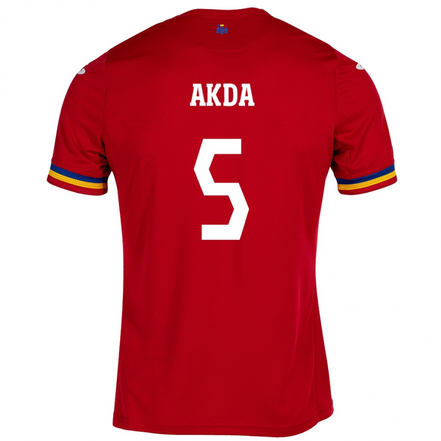 Kids Football Romania Ümit Akdağ #5 Red Away Jersey 24-26 T-Shirt Nz