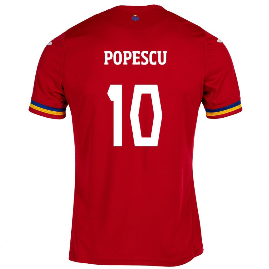 Kids Football Romania Octavian Popescu #10 Red Away Jersey 24-26 T-Shirt Nz