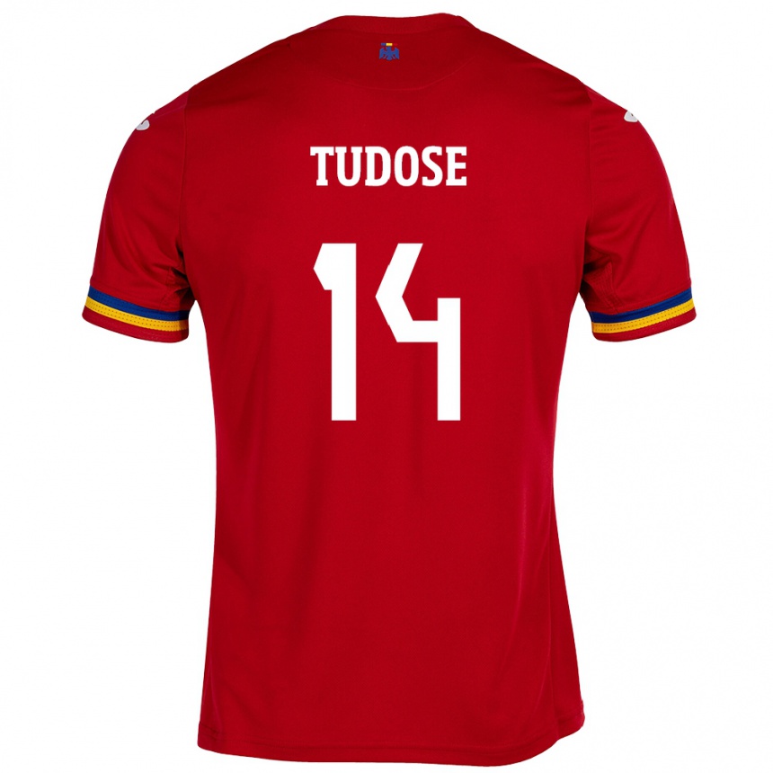 Kids Football Romania Mario Tudose #14 Red Away Jersey 24-26 T-Shirt Nz