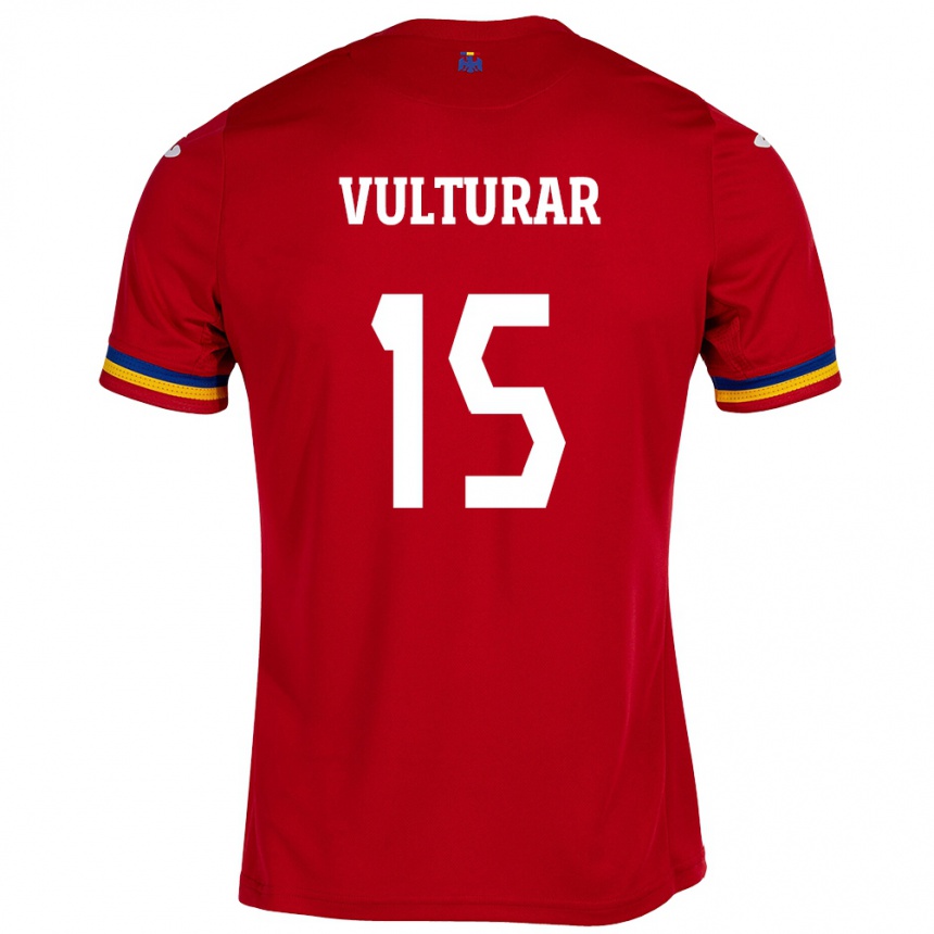 Kids Football Romania Cătălin Vulturar #15 Red Away Jersey 24-26 T-Shirt Nz