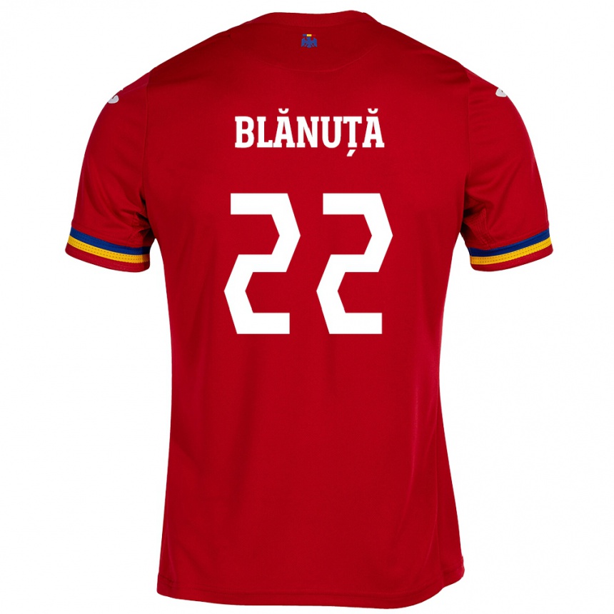 Kids Football Romania Vladislav Blănuță #22 Red Away Jersey 24-26 T-Shirt Nz