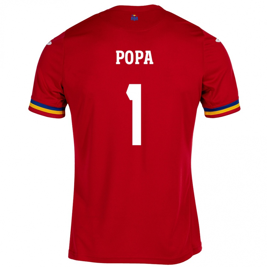 Kids Football Romania Robert Popa #1 Red Away Jersey 24-26 T-Shirt Nz