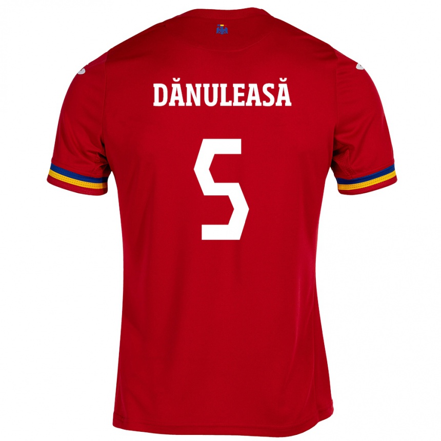 Kids Football Romania Gabriel Dănuleasă #5 Red Away Jersey 24-26 T-Shirt Nz