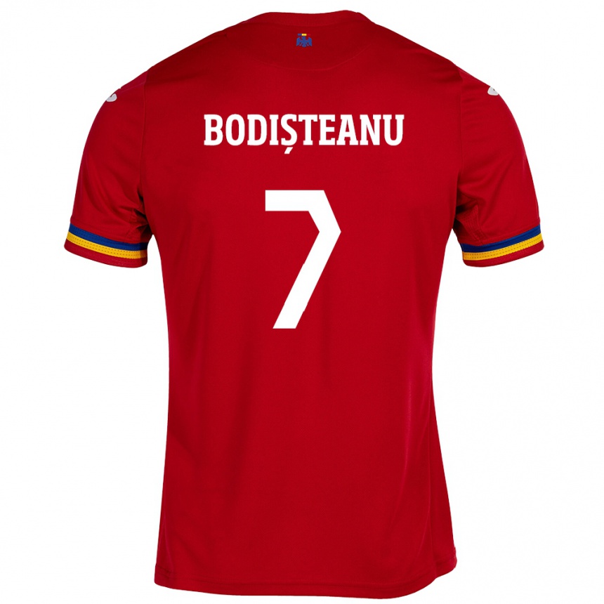 Kids Football Romania Ștefan Bodișteanu #7 Red Away Jersey 24-26 T-Shirt Nz