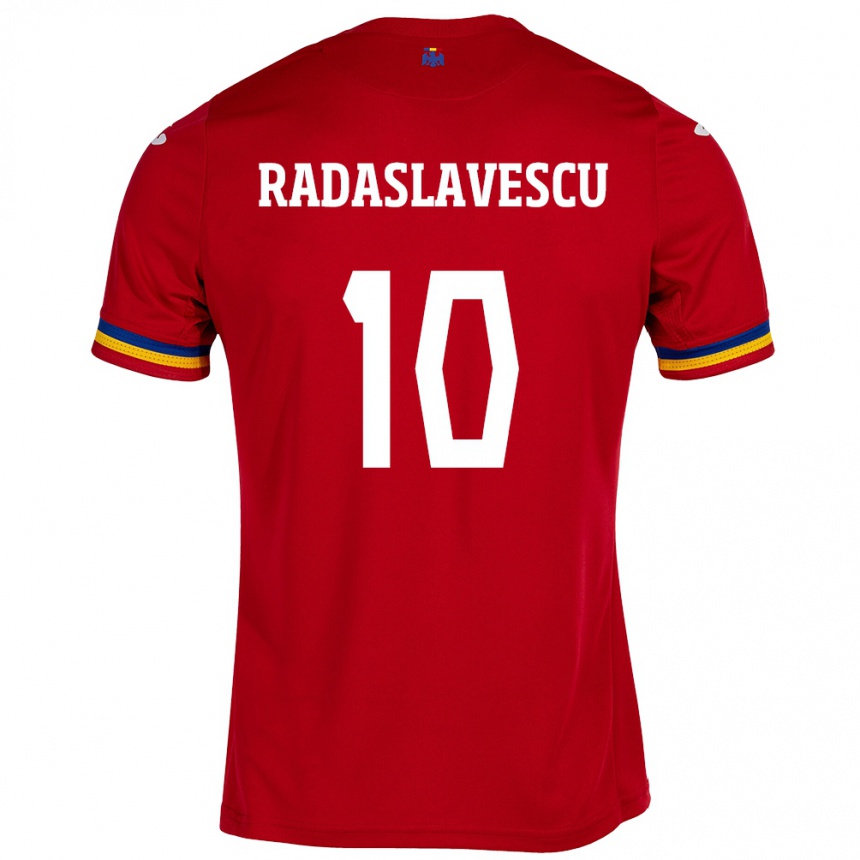 Kids Football Romania Eduard Radaslavescu #10 Red Away Jersey 24-26 T-Shirt Nz