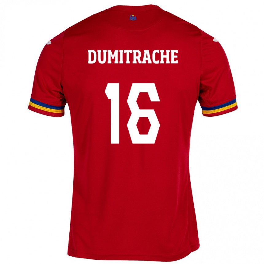 Kids Football Romania Valentin Dumitrache #16 Red Away Jersey 24-26 T-Shirt Nz