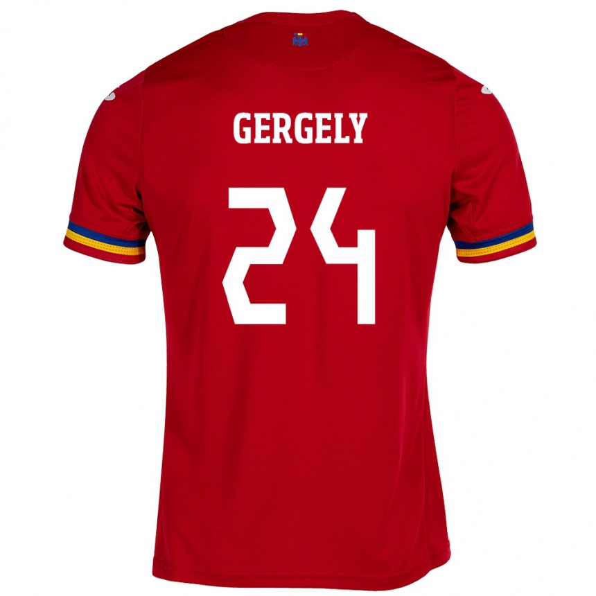 Kids Football Romania Botond Gergely #24 Red Away Jersey 24-26 T-Shirt Nz