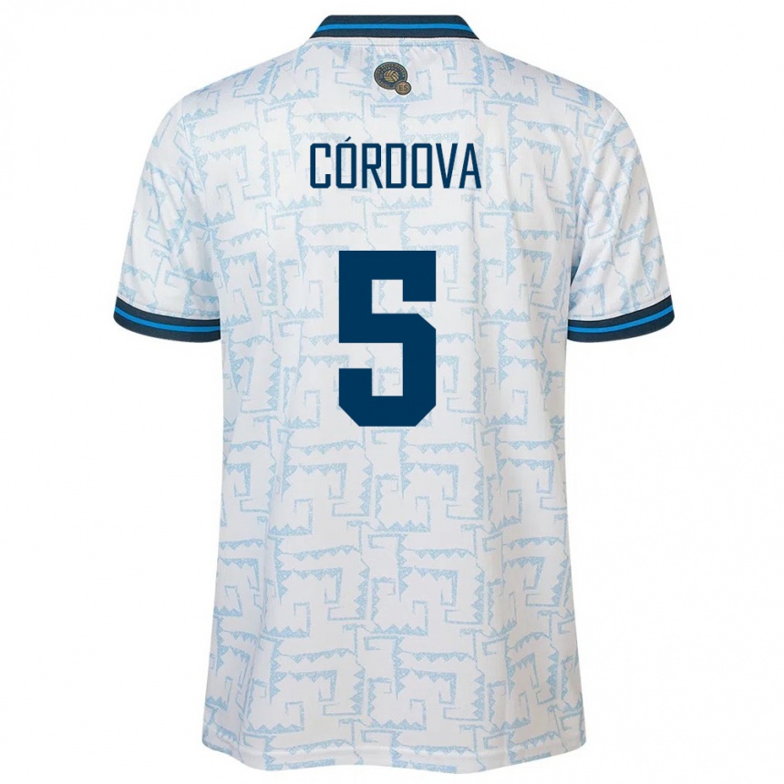 Kids Football El Salvador Edwin Córdova #5 White Away Jersey 24-26 T-Shirt Nz