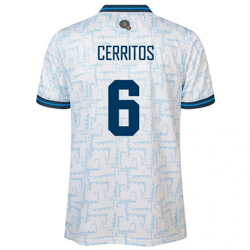 Kids Football El Salvador Mauricio Cerritos #6 White Away Jersey 24-26 T-Shirt Nz