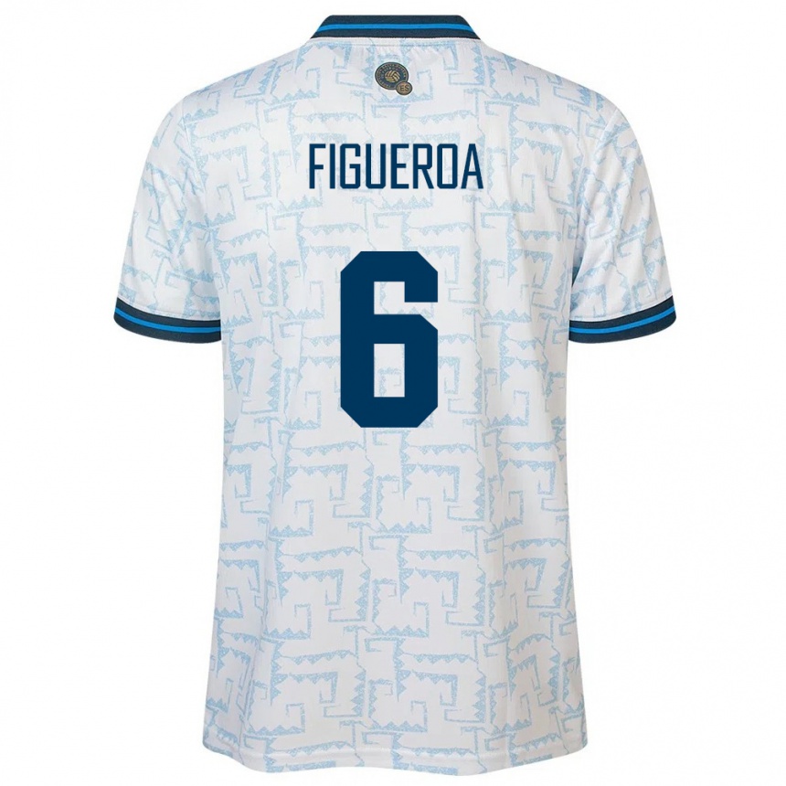 Kids Football El Salvador Elder Figueroa #6 White Away Jersey 24-26 T-Shirt Nz