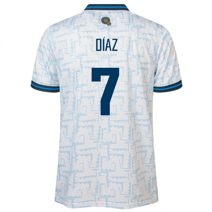 Kids Football El Salvador Nelson Díaz #7 White Away Jersey 24-26 T-Shirt Nz