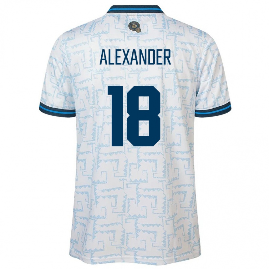 Kids Football El Salvador Alexander Aguilar #18 White Away Jersey 24-26 T-Shirt Nz