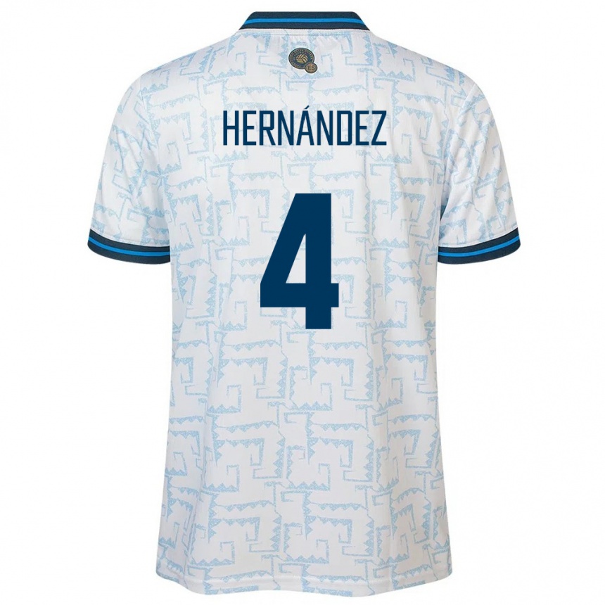 Kids Football El Salvador Elaily Hernández #4 White Away Jersey 24-26 T-Shirt Nz