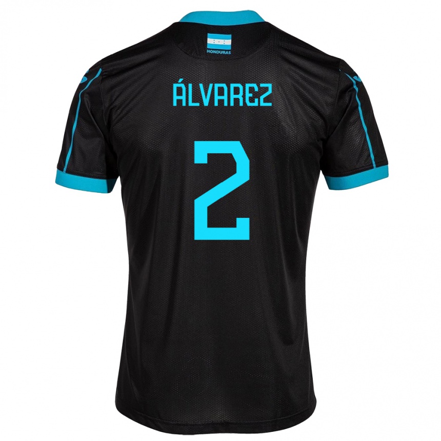 Kids Football Honduras Kevin Álvarez #2 Black Away Jersey 24-26 T-Shirt Nz