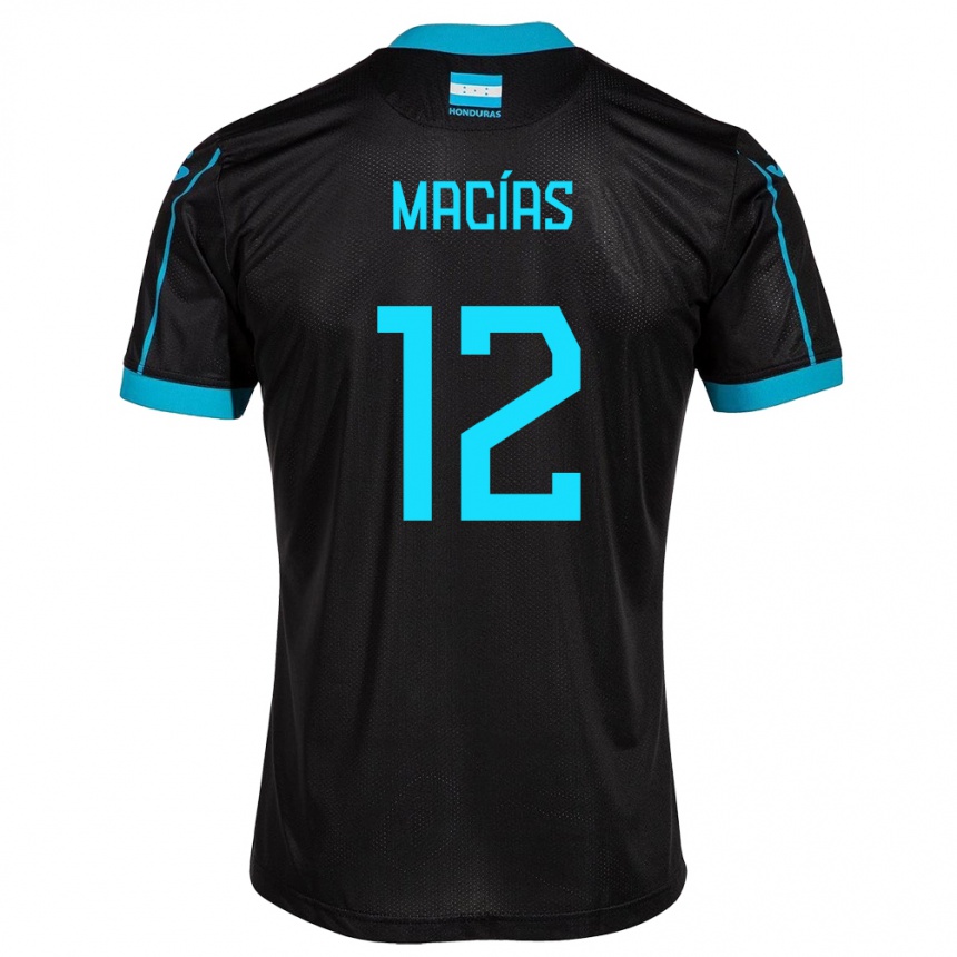 Kids Football Honduras Owen Macías #12 Black Away Jersey 24-26 T-Shirt Nz