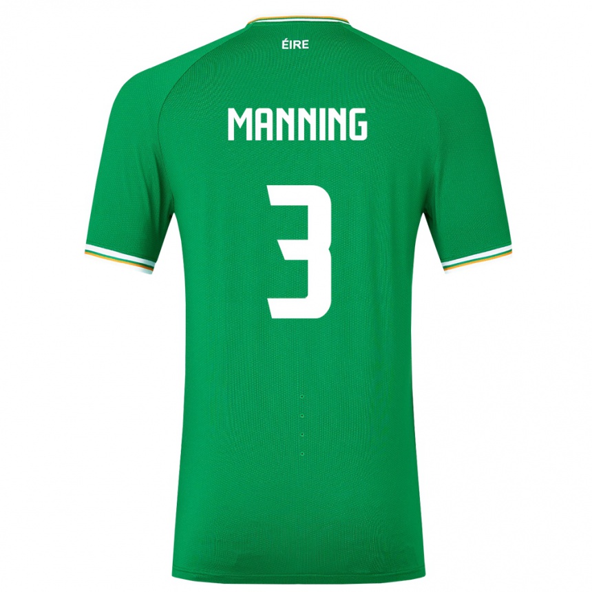 Men Football Ireland Ryan Manning #3 Green Home Jersey 24-26 T-Shirt Nz