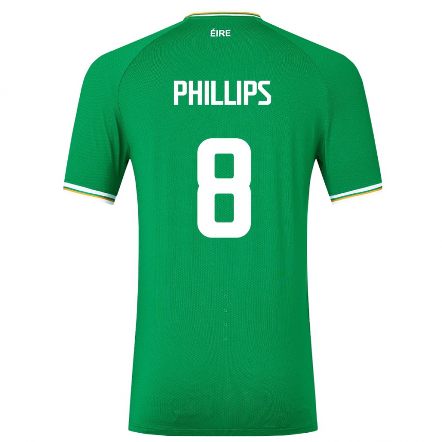 Men Football Ireland Killian Phillips #8 Green Home Jersey 24-26 T-Shirt Nz