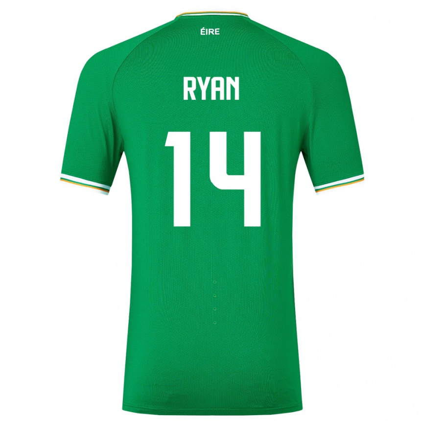 Men Football Ireland John Ryan #14 Green Home Jersey 24-26 T-Shirt Nz