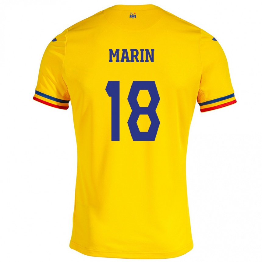 Men Football Romania Răzvan Marin #18 Yellow Home Jersey 24-26 T-Shirt Nz