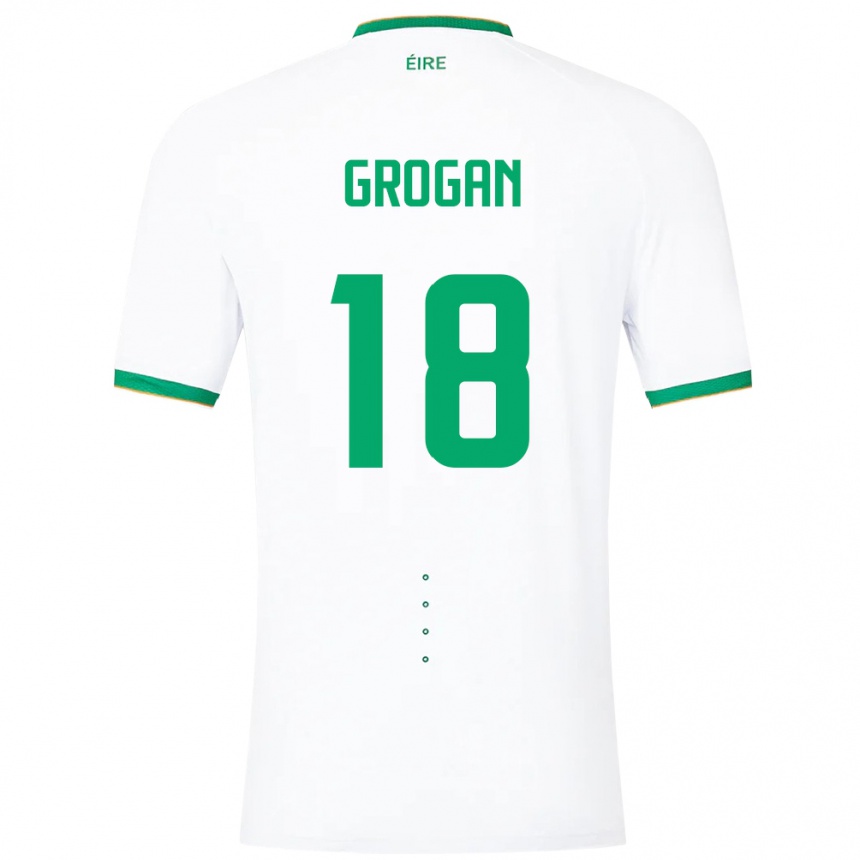 Men Football Ireland Christy Grogan #18 White Away Jersey 24-26 T-Shirt Nz