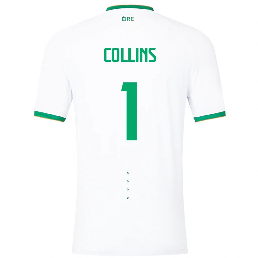 Men Football Ireland Joe Collins #1 White Away Jersey 24-26 T-Shirt Nz