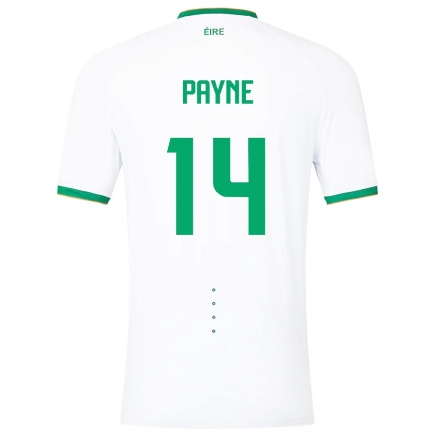 Men Football Ireland Heather Payne #14 White Away Jersey 24-26 T-Shirt Nz