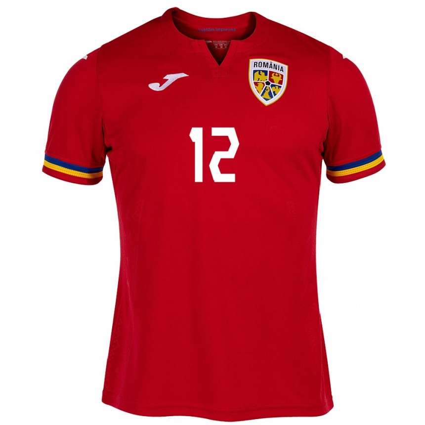 Men Football Romania Horaţiu Moldovan #12 Red Away Jersey 24-26 T-Shirt Nz