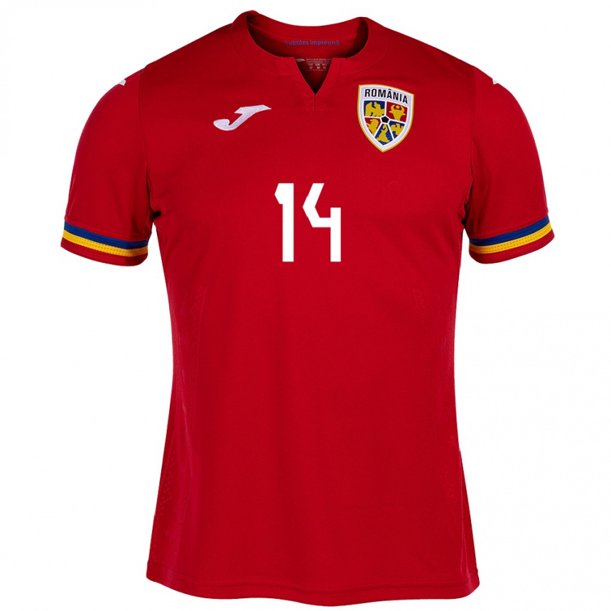 Men Football Romania Costyn Gheorghe #14 Red Away Jersey 24-26 T-Shirt Nz